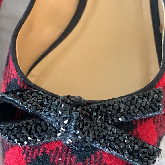 Talbots Red and Black Plaid Cloth Ballet Flats - size 7.5 - Picture 3 of 9